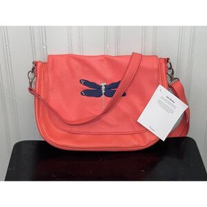 Thirty- One Firefly Pink/Navy Blue Crossbody Purse with Adjustable Straps